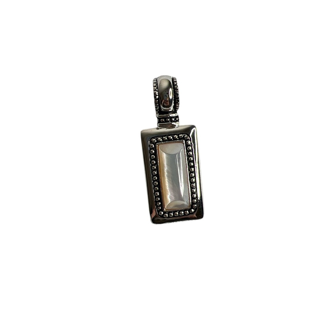 Premier Designs Silver & Cream Mother of Pearl Pendant – Rectangular